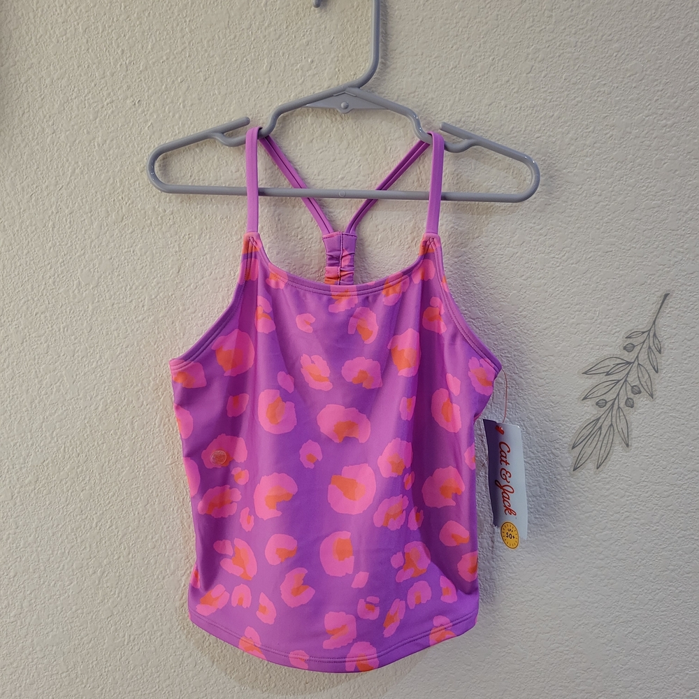 Cat & Jack Pink and Purple Girls Swim Tank Top Size S (6/7)